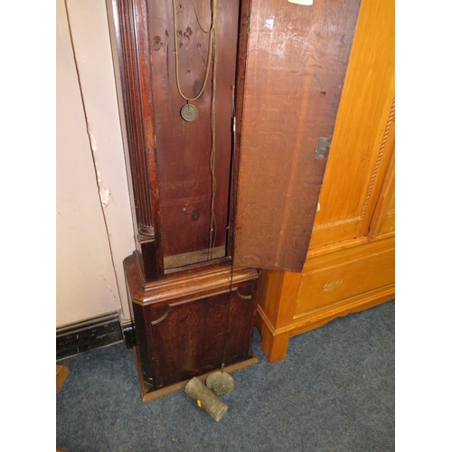 714 - A LOCAL STAFFORD ANTIQUE LONGCASE CLOCK H-210 CM (2 WEIGHTS AND PENDULUM)