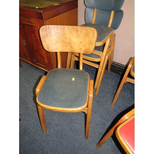 723 - FIVE ASSORTED VINTAGE CHILDRENS PLY STACKING CHAIRS