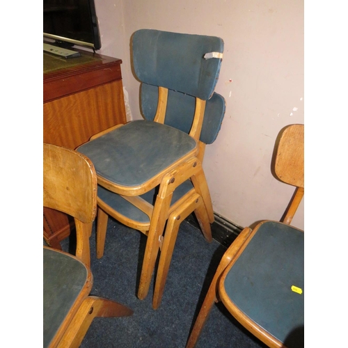 723 - FIVE ASSORTED VINTAGE CHILDRENS PLY STACKING CHAIRS