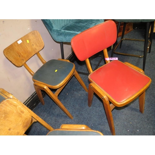 723 - FIVE ASSORTED VINTAGE CHILDRENS PLY STACKING CHAIRS