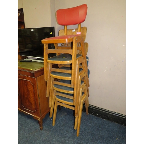 723 - FIVE ASSORTED VINTAGE CHILDRENS PLY STACKING CHAIRS