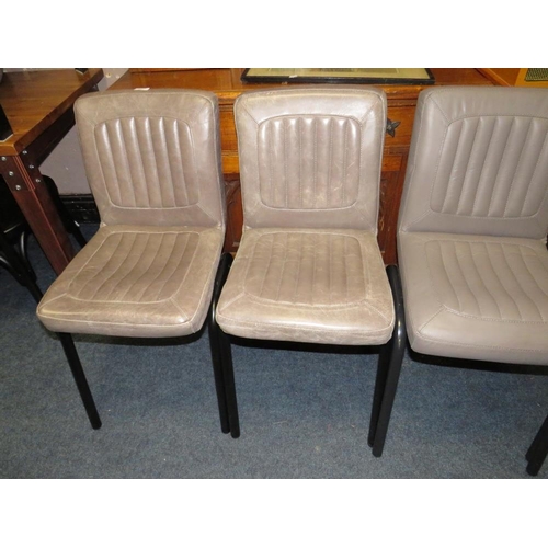 732 - TWO PAIR OF MODERN GREY LEATHER DINING CHAIRS