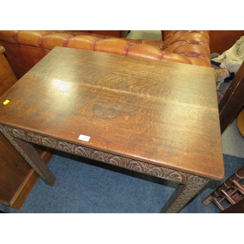 740 - AN ANTIQUE OAK CARVED SIDE TABLE W-92 CM