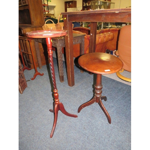 743 - AN ANTIQUE MAHOGANY PEDESTAL TABLE TOGETHER WITH A MODERN MAHOGANY EXAMPLE (2)