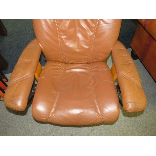 748 - AN EKORNES STRESSLESS CHAIR AND STOOL A/F