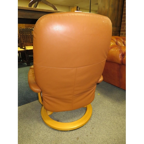 748 - AN EKORNES STRESSLESS CHAIR AND STOOL A/F