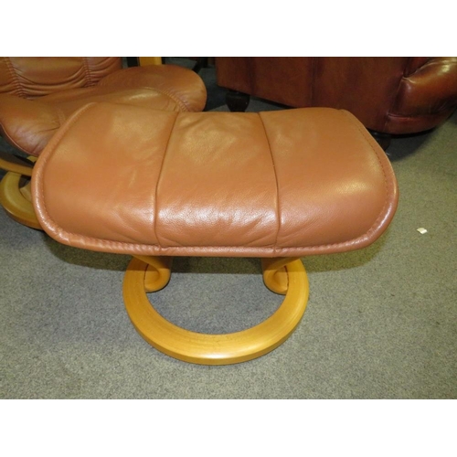 748 - AN EKORNES STRESSLESS CHAIR AND STOOL A/F