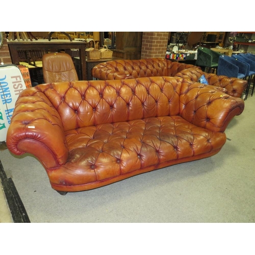 749 - A LARGE TETRAD BROWN LEATHER CHESTERFIELD SETTEE APPROX W-224 CM S/D