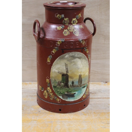 186 - LARGE VINTAGE HANDPAINTED MILK CHURN