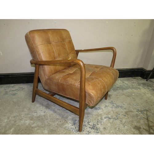 756 - ASH FRAME LEATHER ARMCHAIR BY PEARCH & PARROW ( R.R.P £690 )