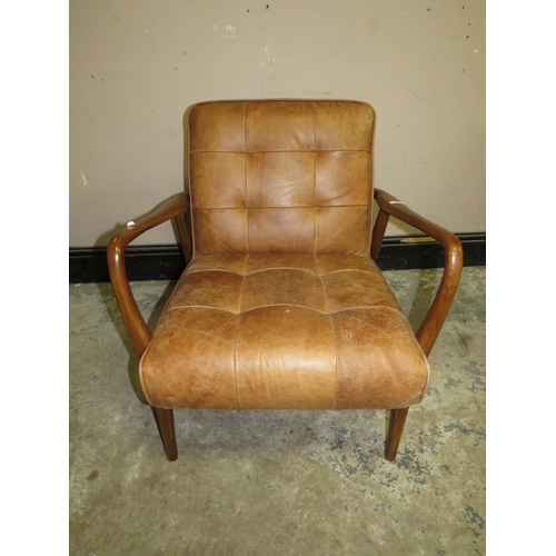 756 - ASH FRAME LEATHER ARMCHAIR BY PEARCH & PARROW ( R.R.P £690 )