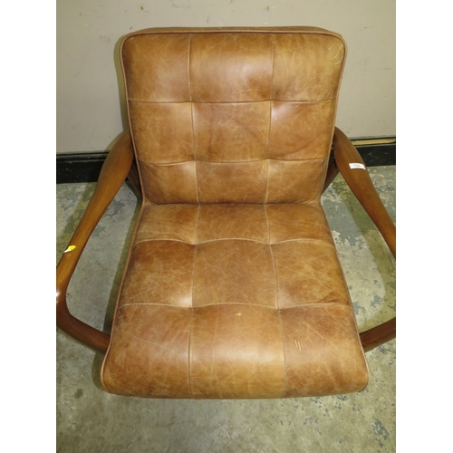 756 - ASH FRAME LEATHER ARMCHAIR BY PEARCH & PARROW ( R.R.P £690 )