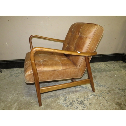 756 - ASH FRAME LEATHER ARMCHAIR BY PEARCH & PARROW ( R.R.P £690 )