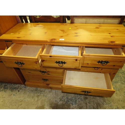 757 - A MODERN PINE BANK OF TEN DRAWERS W-118 CM