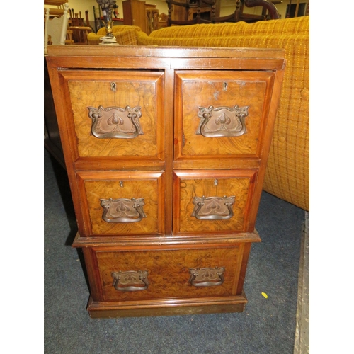 760 - AN EDWARDIAN BANK OF FIVE DRAWERS S/D