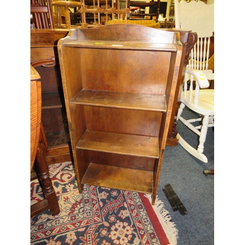 766 - A SMALL OPEN BOOKCASE, DROPLEAF TABLE, CHILDS BENTWOOD CHAIR (3)