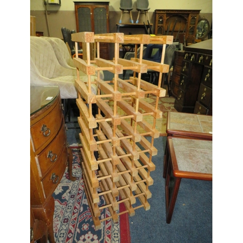 774 - A MID CENTURY TILE TOP NEST OF TABLE TOGETHER WITH A STOOL AND A WINE RACK (3)