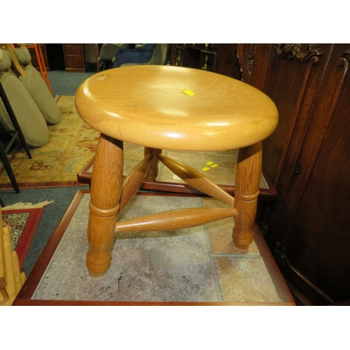 774 - A MID CENTURY TILE TOP NEST OF TABLE TOGETHER WITH A STOOL AND A WINE RACK (3)