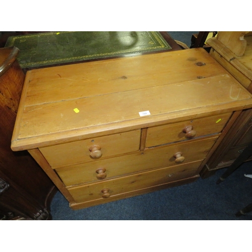 789 - A VICTORIAN PINE CHEST OF FOUR DRAWERS - W 91 CM