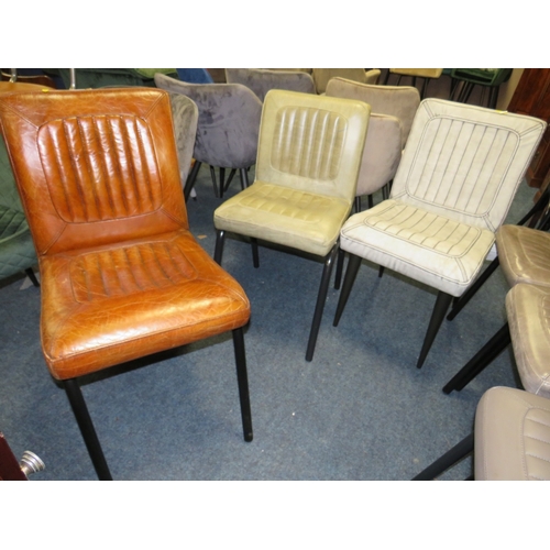 795 - THREE ASSORTED LEATHER DINING CHAIRS