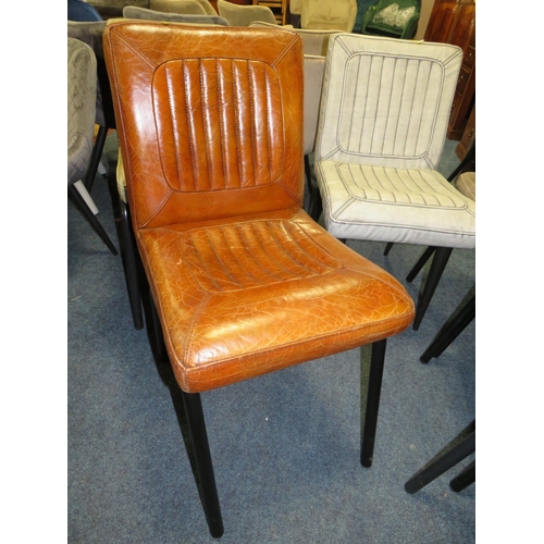 795 - THREE ASSORTED LEATHER DINING CHAIRS