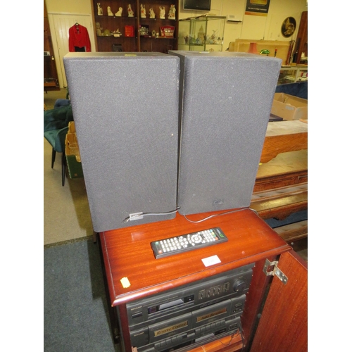 798 - A SHARP HI-FI AND SPEAKERS IN CABINET - HOUSE CLEARANCE