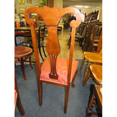 802 - A REPRODUCTION LEATHER TOP SIDE TABLE PLUS A PAIR OF EDWARDIAN CHAIRS (3)