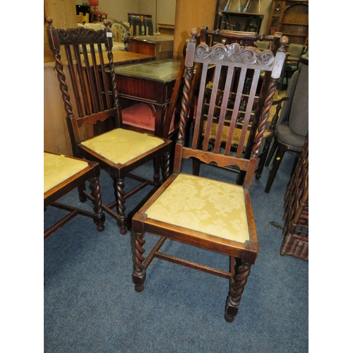 804 - A SET OF FOUR OAK BARLEY TWIST DINING CHAIRS