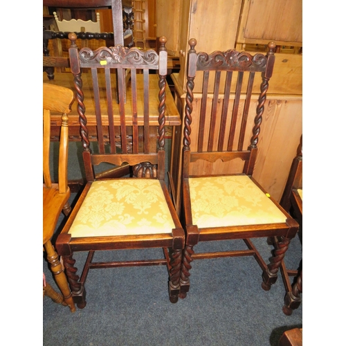 804 - A SET OF FOUR OAK BARLEY TWIST DINING CHAIRS