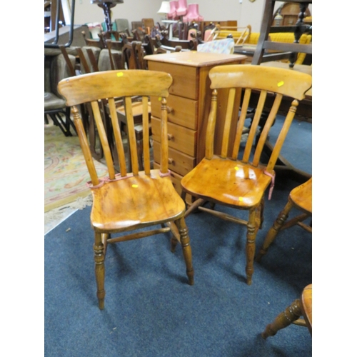 805 - A SET OF FOUR TRADITIONAL ELM PINE/ ELM DINING CHAIRS