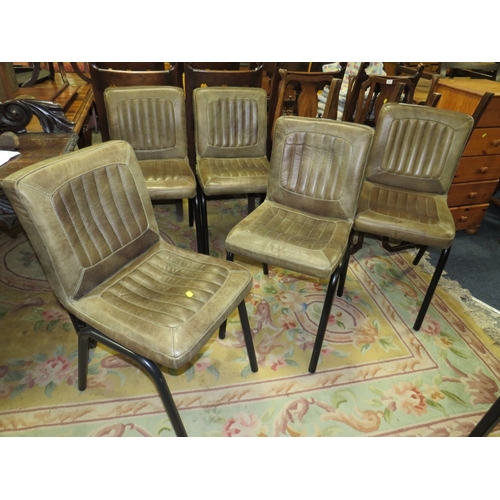 808 - A SET OF FIVE LEATHER DINING CHAIRS