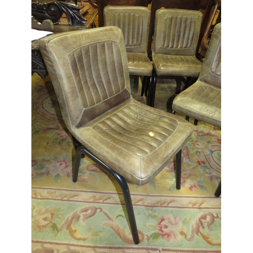 808 - A SET OF FIVE LEATHER DINING CHAIRS