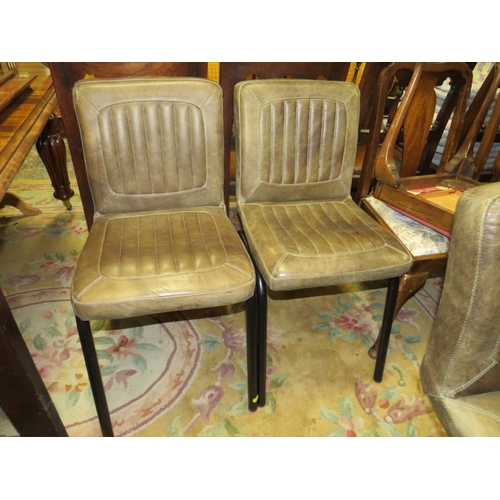 808 - A SET OF FIVE LEATHER DINING CHAIRS