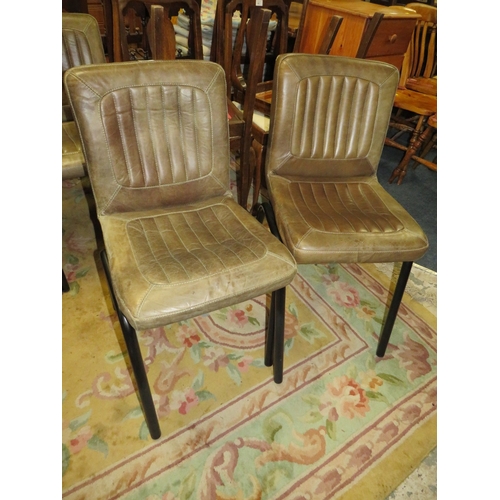 808 - A SET OF FIVE LEATHER DINING CHAIRS