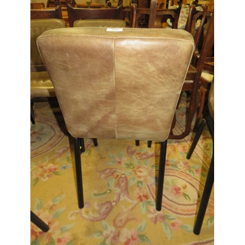 808 - A SET OF FIVE LEATHER DINING CHAIRS