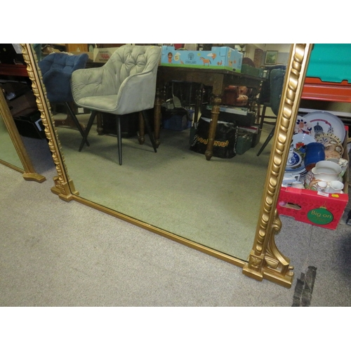 809 - AN ANTIQUE GILT OVERMANTLE MIRROR H-150 CM W-129  CM