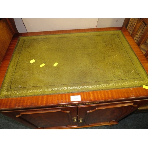 722 - A REPRODUCTION LEATHER TOPPED CABINET AND A FIRESCREEN (2)