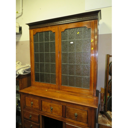 729 - A LARGE EARLY 20TH CENTURY MAHOGANY SECRETAIRE GLAZED BOOKCASE H-213 W-121 CM