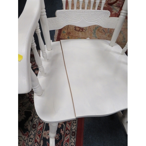 763 - A WHITE PAINTED ROCKING CHAIR TOGETHER WITH ANOTHER CHAIR (2)