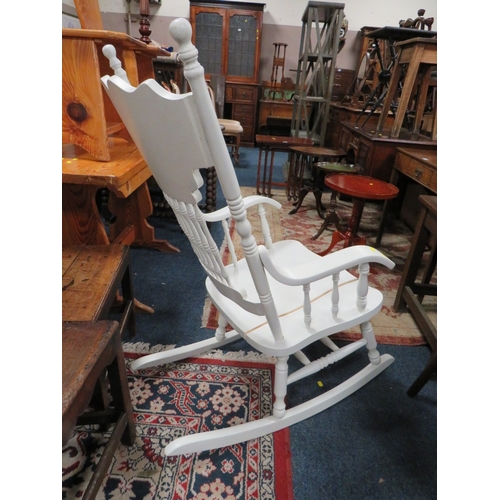 763 - A WHITE PAINTED ROCKING CHAIR TOGETHER WITH ANOTHER CHAIR (2)