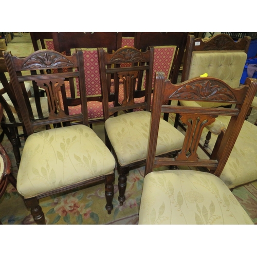 779 - AN EDWARDIAN MAHOGANY GENTLEMAN'S ARMCHAIR AND FOUR CHAIRS (5)