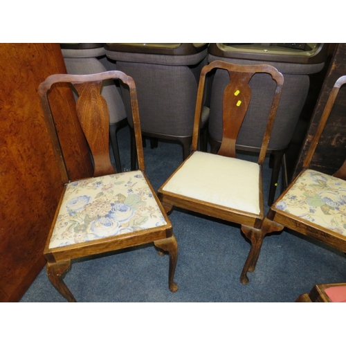 807 - A SET OF FOUR VINTAGE DINING CHAIRS, TOWEL RAIL AND A TABLE