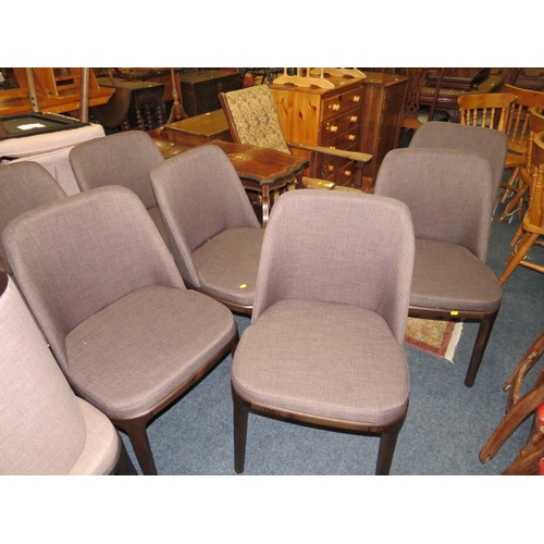 822 - A SET OF SEVEN MODERN UPHOLSTERED DINING CHAIRS