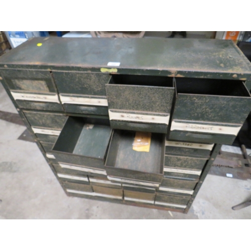 620 - AN INDUSTRIAL METAL MULTI DRAWER CABINET ( 20 DRAWERS) H-100 CM W-89.5 CM