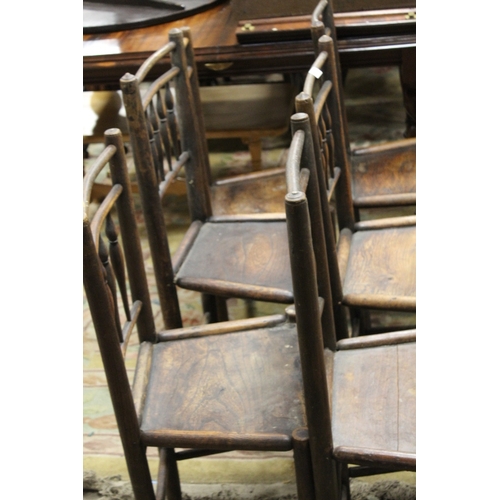 823 - A COLLECTION OF EIGHT ASSORTED ANTIQUE CHAIRS TO INCLUDE PUSH SEAT AND SPINDLE BACK EXAMPLES