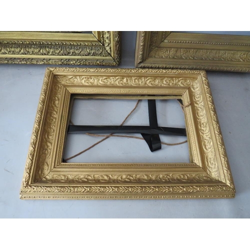 27 - THREE 19TH CENTURY GOLD FRAMES, average frame W 7 cm, rebates 28 x 18 cm, 31 x 21 cm, 37 x 27 cm