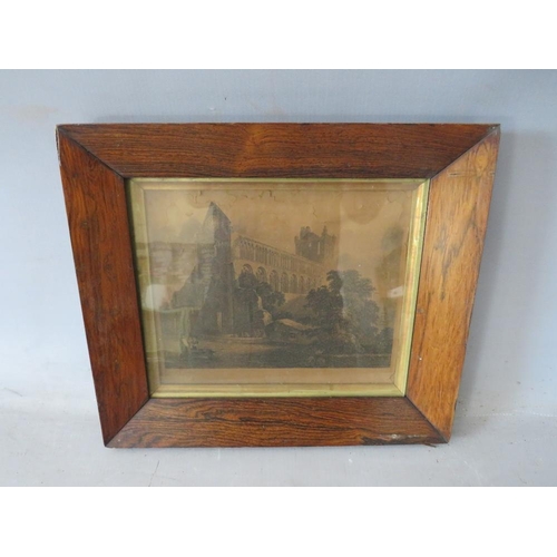 33 - THREE SMALL 19TH CENTURY ROSEWOOD PICTURE FRAMES, average frame W 4 cm, average rebates 21 x 20 cm