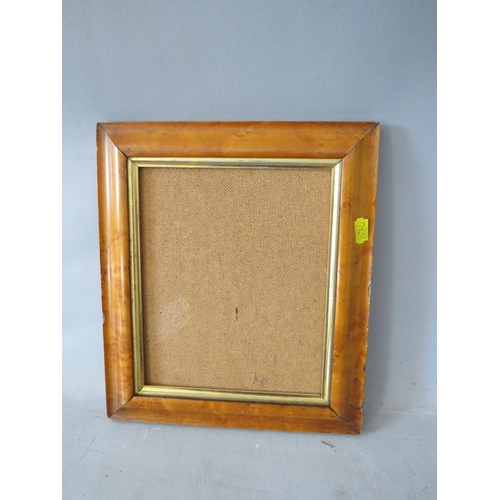 34 - FIVE SMALL 19TH CENTURY MAPLE PICTURE FRAMES, average frame W 4 cm, largest rebate 30 x 24 cm, small... 