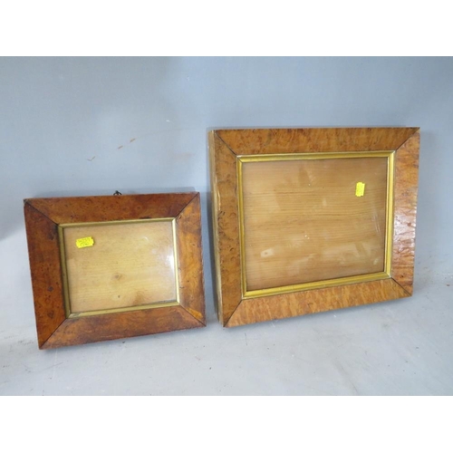 34 - FIVE SMALL 19TH CENTURY MAPLE PICTURE FRAMES, average frame W 4 cm, largest rebate 30 x 24 cm, small... 