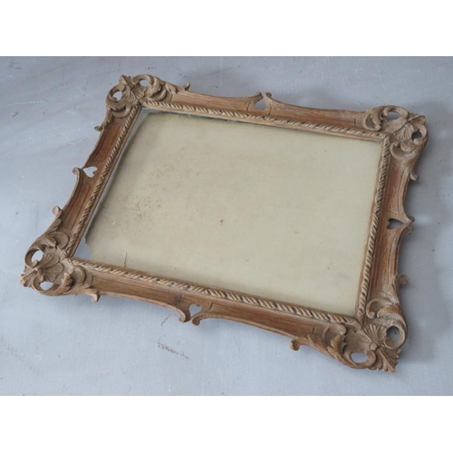 46 - A LATE 19TH / EARLY 20TH SMALL DECORATIVE CARVED WOODEN FRAME, glazed, frame W 3 cm, rebate 21 x 15 ... 